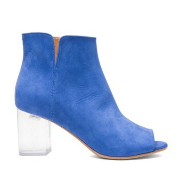 Maison Martin Margiela Blue Suede Leather Clear Heel Booties Boots Shoes 37 7 - Picture 15 of 15